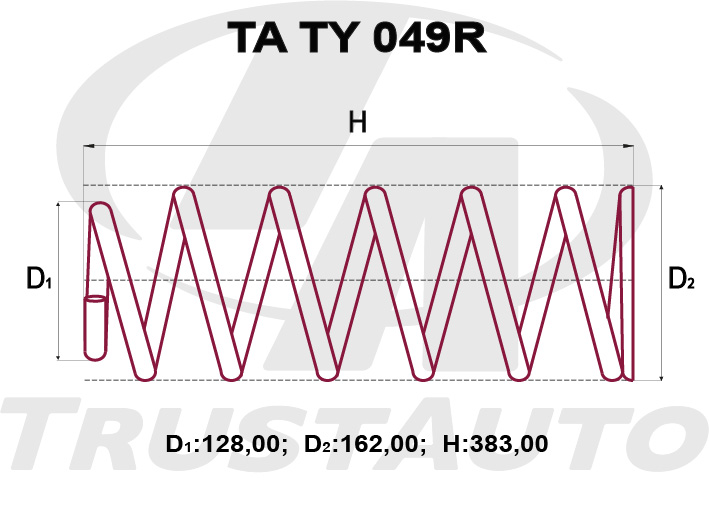 Пружина подвески усиленная (TA) HILUX  KZN130 VZN130 LN130 YN130 (91-95) 48231-348231-35020 TRUSTAUTO TATY049R